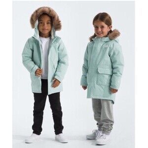 The North Face Kids Arctic Parka Coat 5 Blue Fur Winter Snow Cold Down Filled